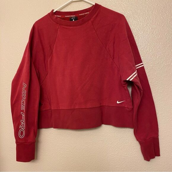 Nike Pro Dri-FIT Get Fit Crew Sweatshirt crop red DD1955-615 woman’s L - Picture 3 of 10